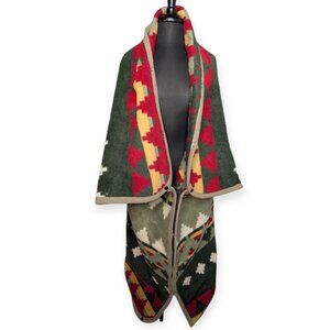 Vintage Earth Ragz Poncho/Throw Southwestern with Snaps Colorful Fleece